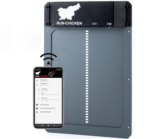 RUN-CHICKEN Automatische Hühnerklappe Batterie, Lichtsensor, Timer, Verzögerungsoption,...
